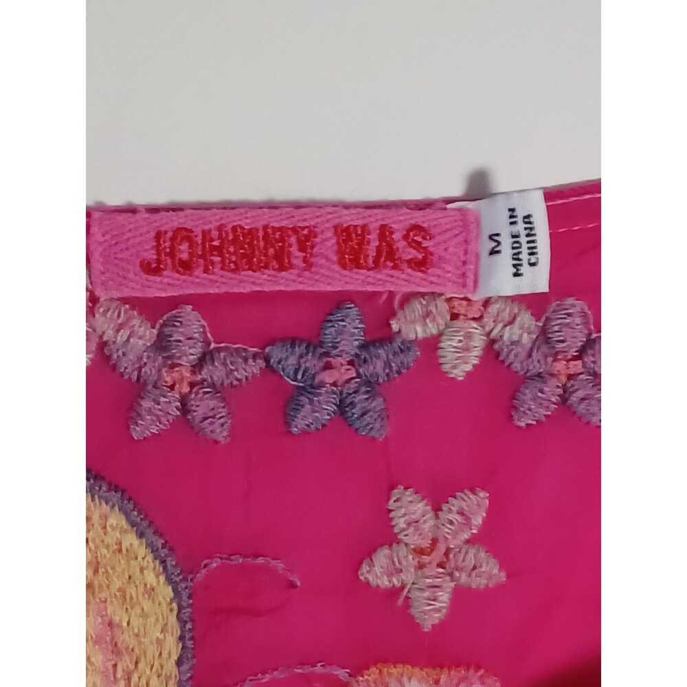 Johnny Was Cupra Top Medium Embroidered Butterfly Boho Festival Hot Pink - Picture 3 of 7
